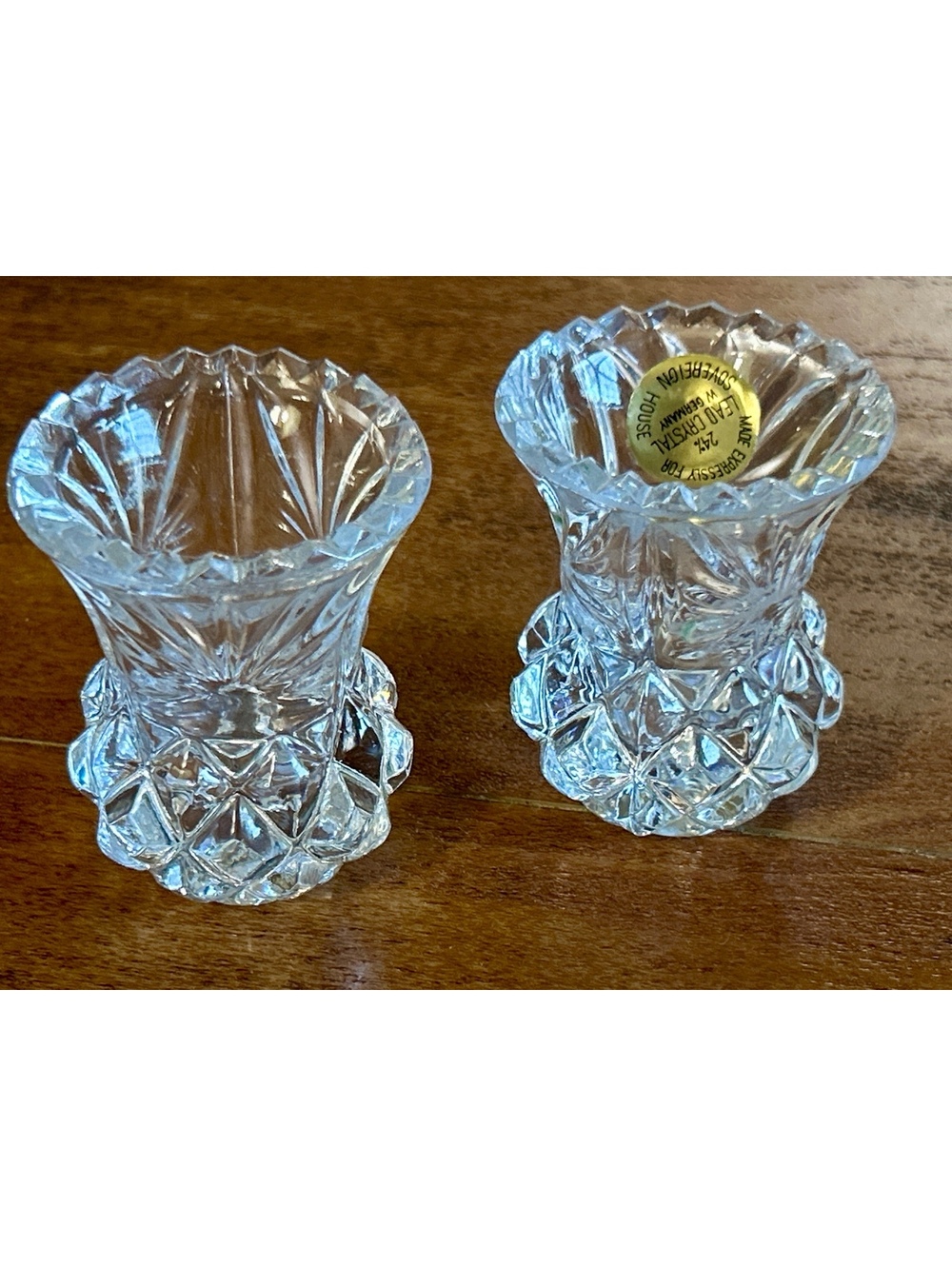 Pair of Vintage Sovereign House Lead Crystal Toothpick Holders